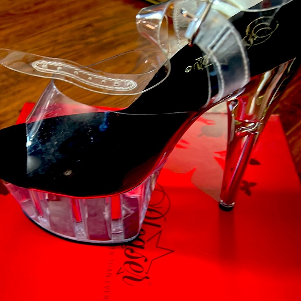7 in clear platform heels! Size 8